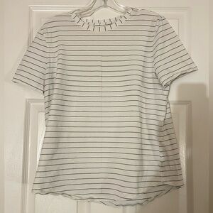 Lululemon Classic White & Black Striped Crewneck Tee